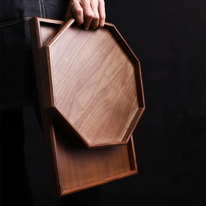 Rustic Wooden Serving Tray with Sturdy Handles