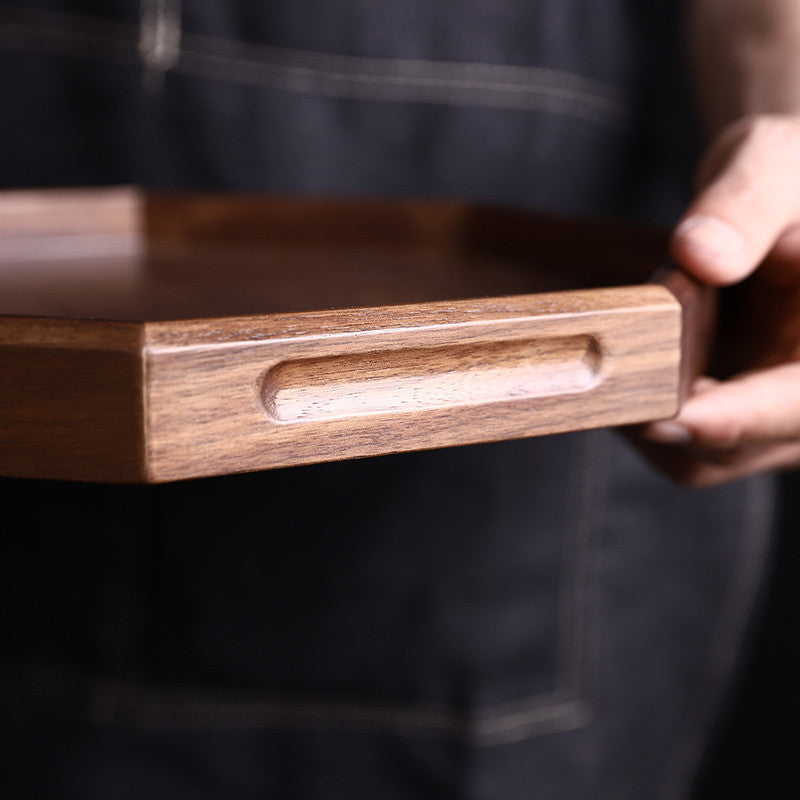 Rustic Wooden Serving Tray with Sturdy Handles