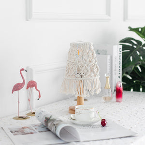 Bohemian Macramé Lamp Shade showcasing its intricate handwoven design on LuxusHeim.
