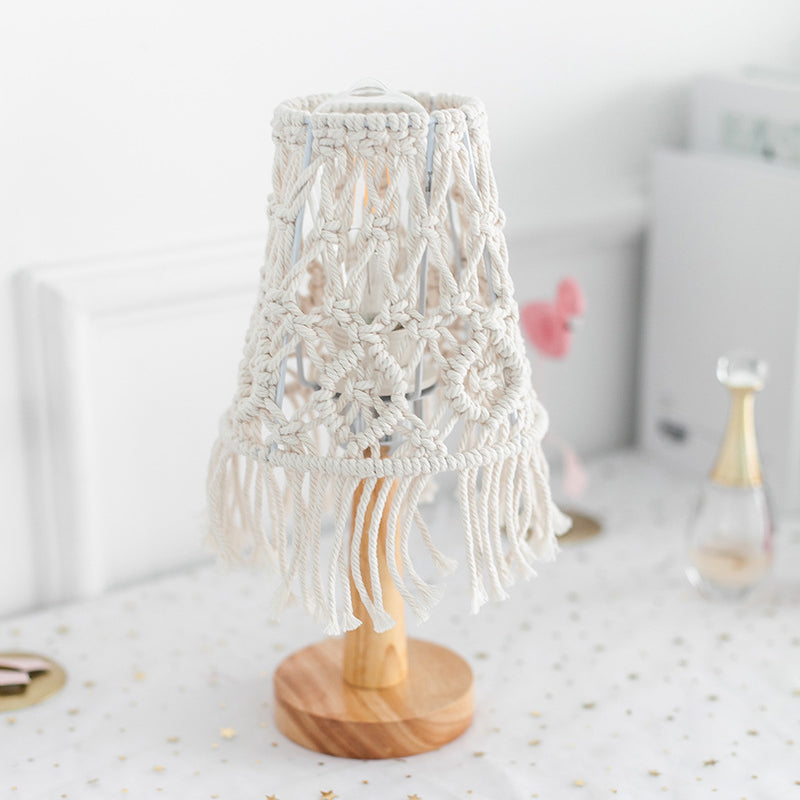 Bohemian Macramé Lamp Shade showcasing its intricate handwoven design on LuxusHeim.