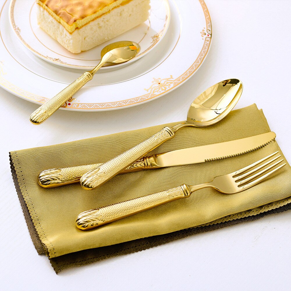 Emerald Essence Cutlery Sets - Premium Marble & Gold-tone Finish - Luxus  Heim