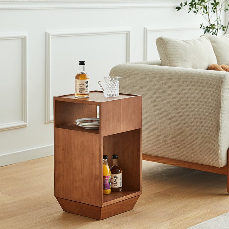 Unique Rotating End Table with Storage - Luxus Heim