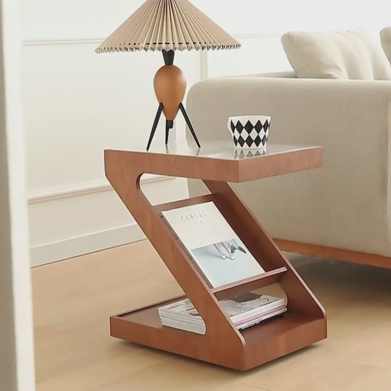 Z-Shaped Glass End Table - Side Table - Luxus Heim