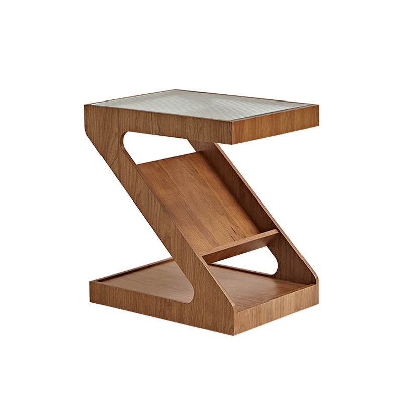 Z-Shaped Glass End Table - Side Table - Luxus Heim