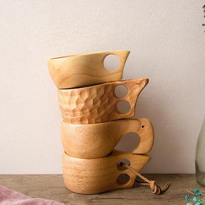  Classic Rubberwood Mug with Unique Wood Grain