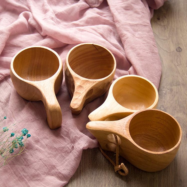  Classic Rubberwood Mug with Unique Wood Grain