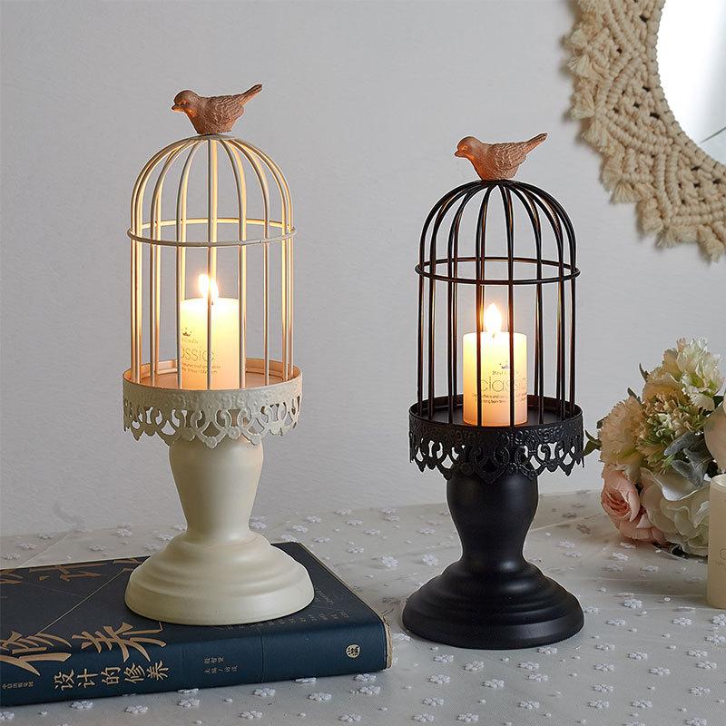 Birdcage Candle Holder Crafted from Wrought Iron - Luxus Heim