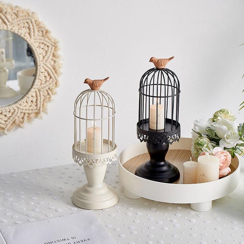 Birdcage Candle Holder Crafted from Wrought Iron - Luxus Heim