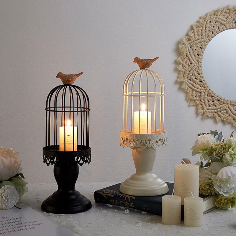 Birdcage Candle Holder Crafted from Wrought Iron - Luxus Heim