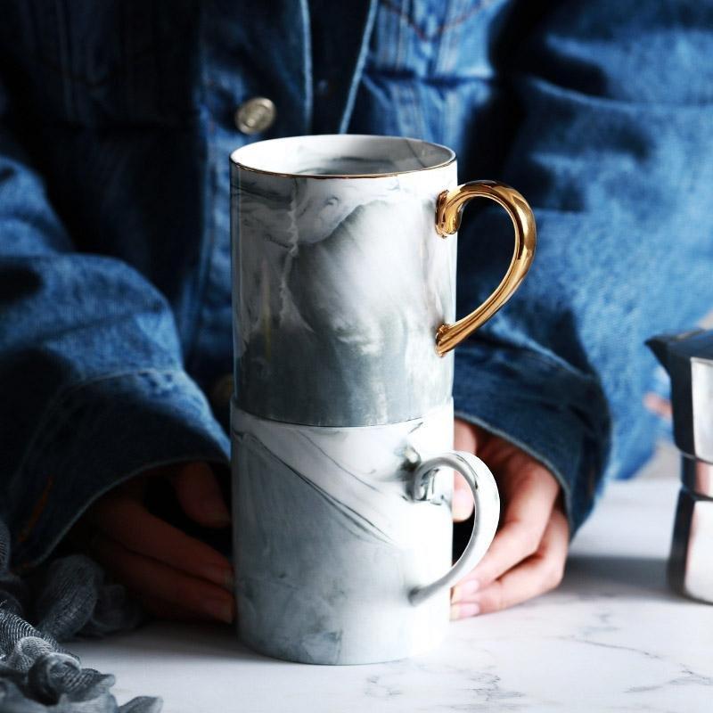 Classic Marbleized Mug with Gold Accents