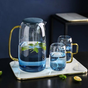 Frosted Blue Glass Drinkware Set in High-Quality Frosted Glass