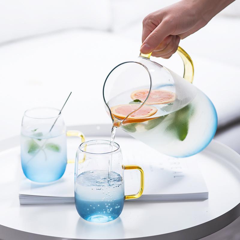 Frosted Blue Glass Drinkware Set in High-Quality Frosted Glass