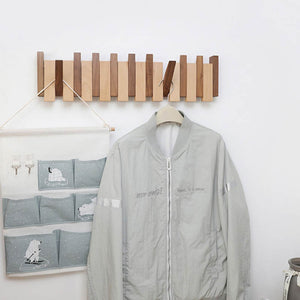 Coat Rack with Wood Strips with Secure Magnetic Clasps - Luxus Heim