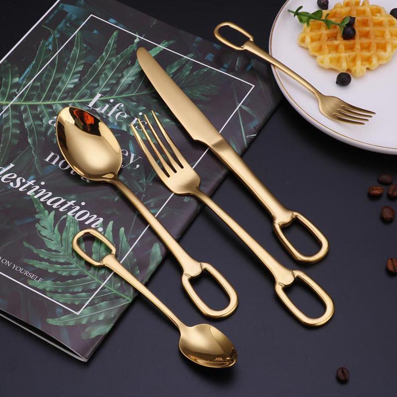 Elegance Ringlet Flatware Set in 18/10 Stainless Steel with Unique Ring Handle Design, available in various sets