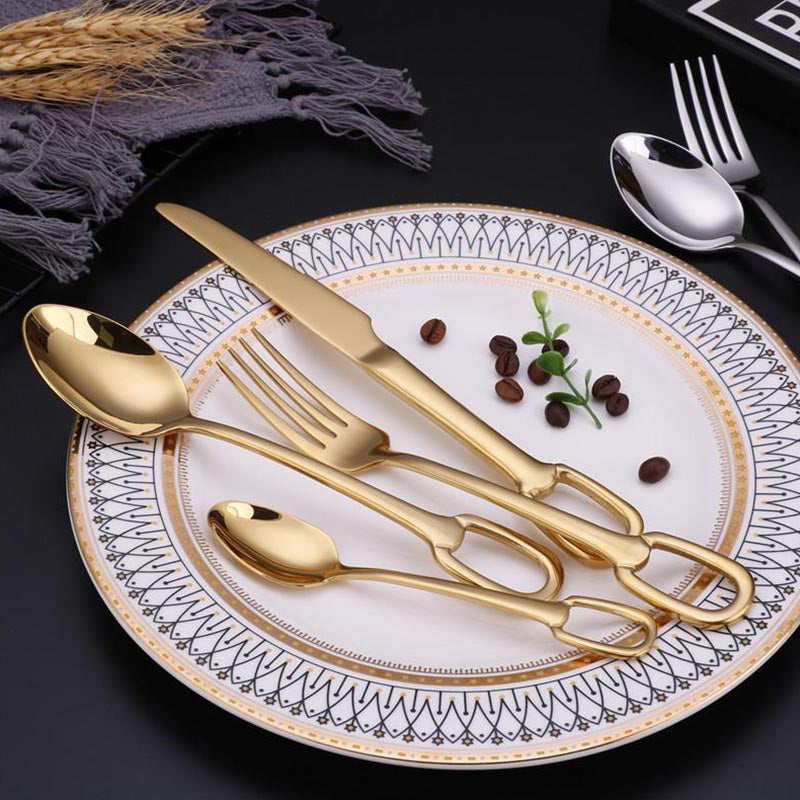 Elegance Ringlet Flatware Set in 18/10 Stainless Steel with Unique Ring Handle Design, available in various sets