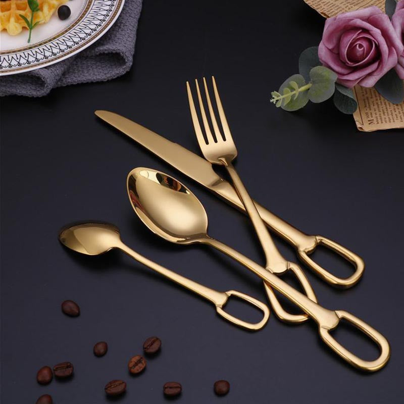 Elegance Ringlet Flatware Set in 18/10 Stainless Steel with Unique Ring Handle Design, available in various sets