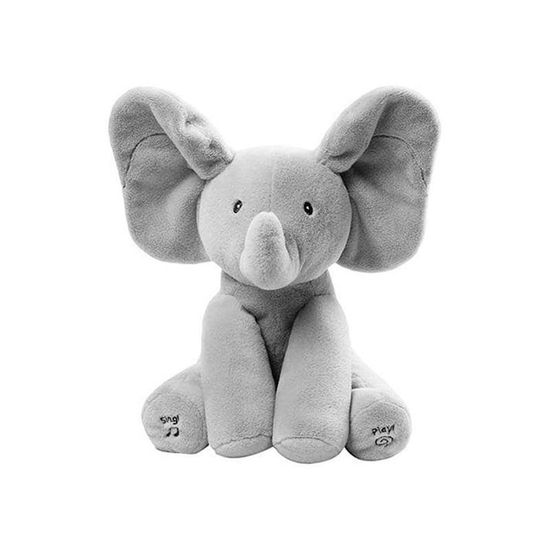 Interactive Elephant Baby Toy in Pink and Grey