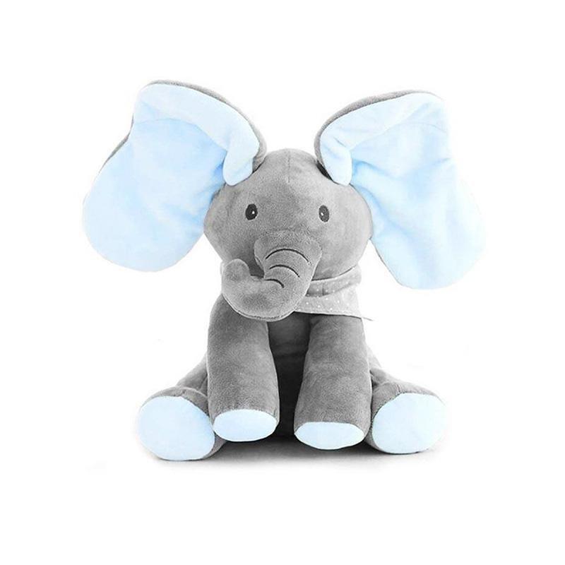 Interactive Elephant Baby Toy in Pink and Grey