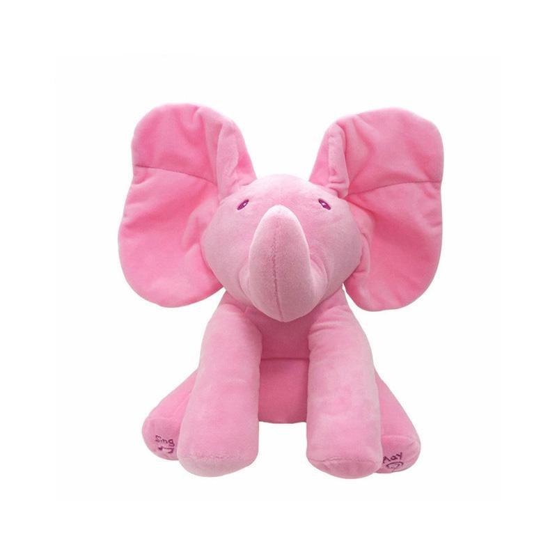 Interactive Elephant Baby Toy in Pink and Grey