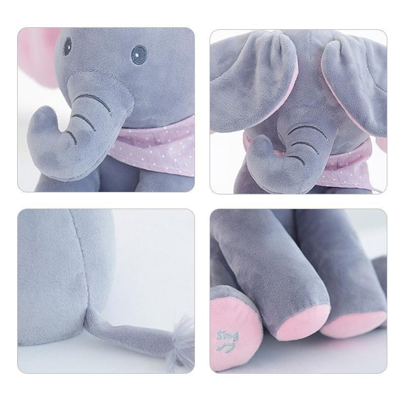 Interactive Elephant Baby Toy in Pink and Grey