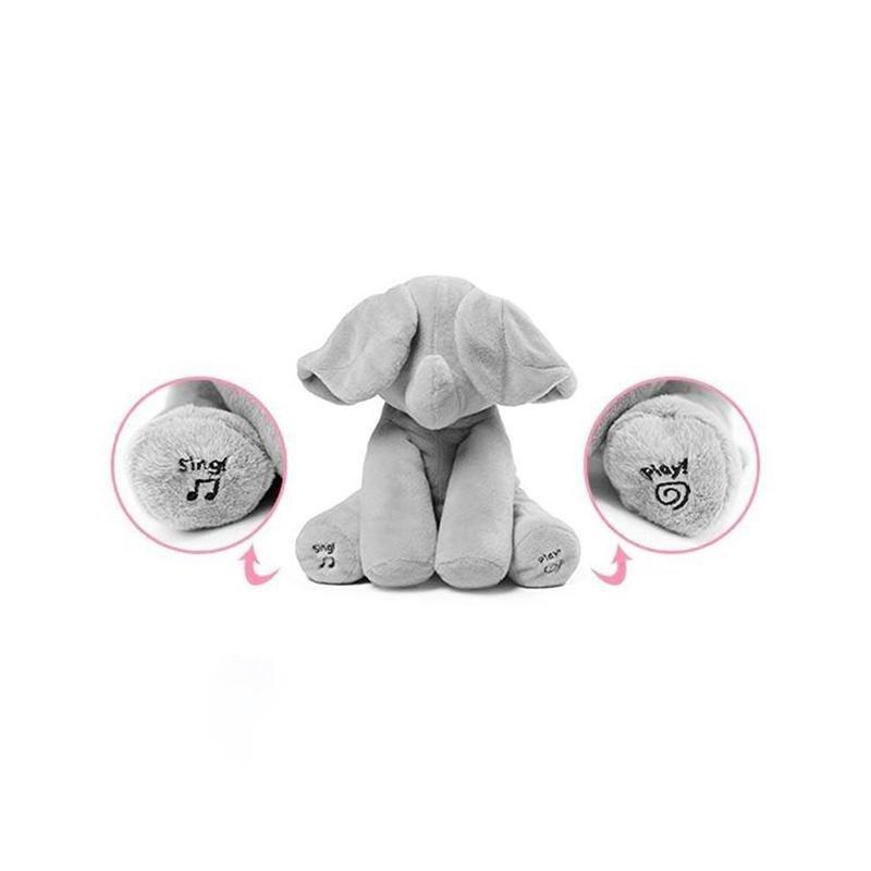 Interactive Elephant Baby Toy in Pink and Grey