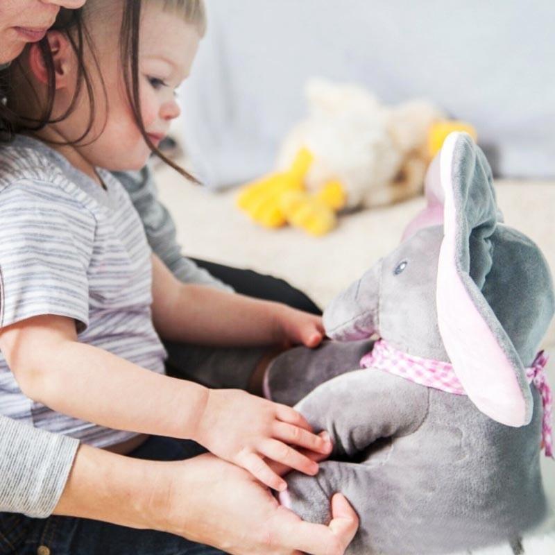 Interactive Elephant Baby Toy in Pink and Grey