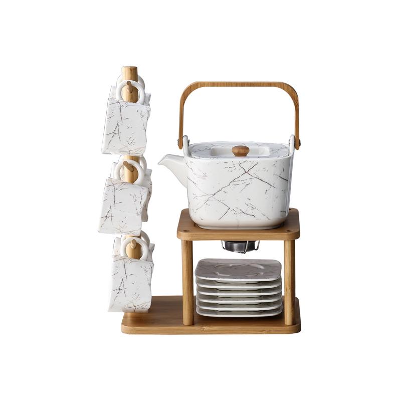 Gold Pattern Square Tea Set with Intricate Designs