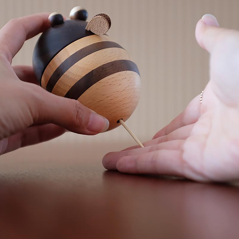 Little Bee Toothpick Holder in Beech and Black Walnut Wood