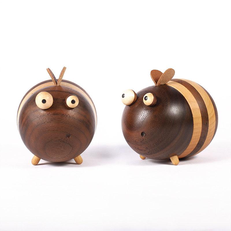 Little Bee Toothpick Holder in Beech and Black Walnut Wood