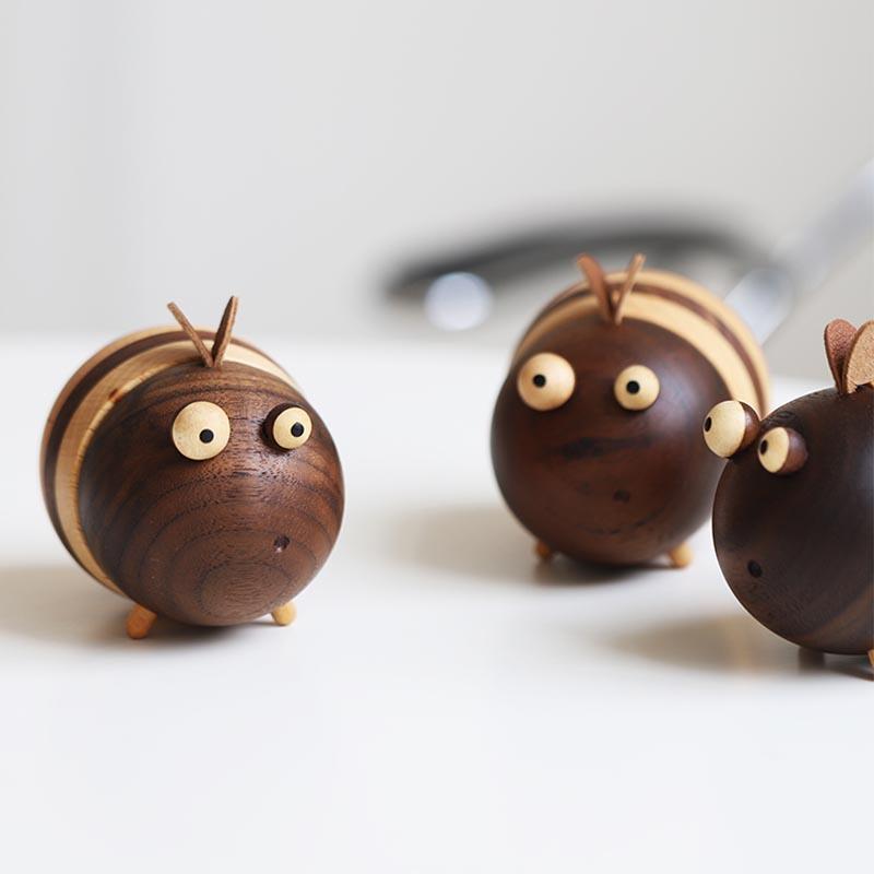 Little Bee Toothpick Holder in Beech and Black Walnut Wood