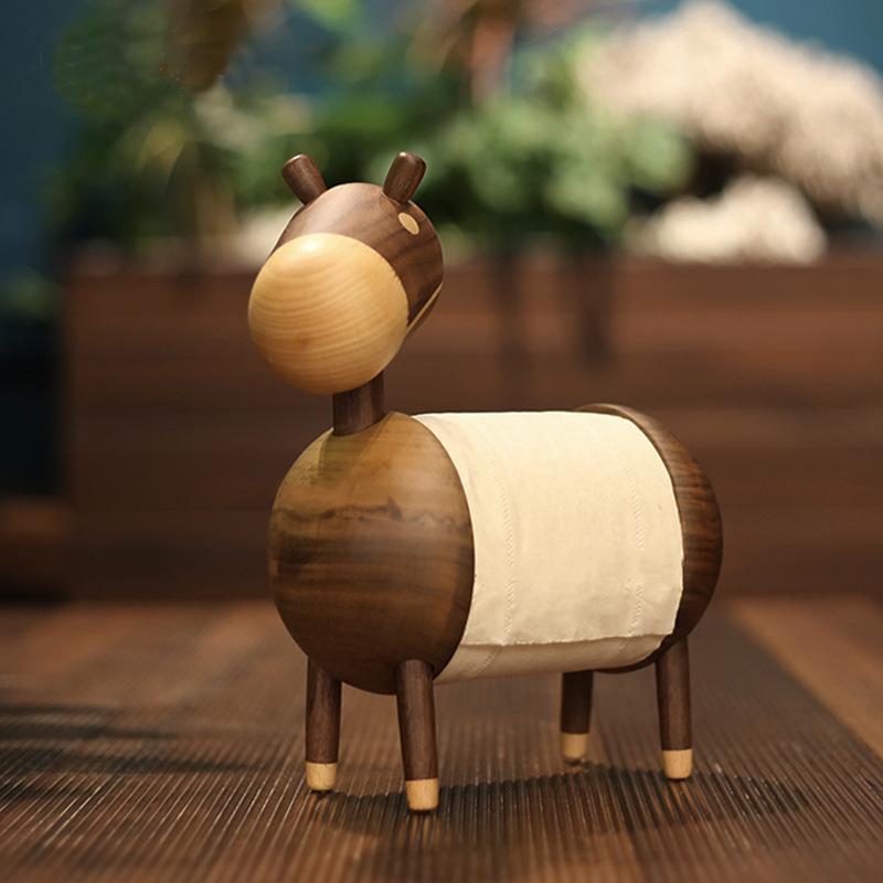 Little Donkey Wooden Tissue Holder in Walnut and Sapele - Luxus Heim