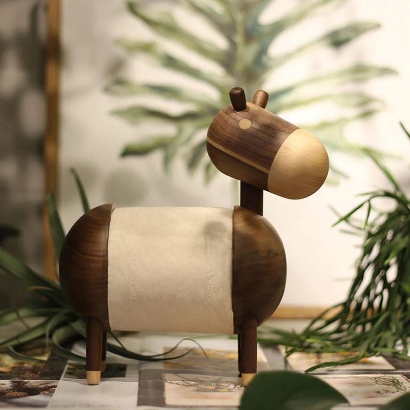 Little Donkey Wooden Tissue Holder in Walnut and Sapele - Luxus Heim