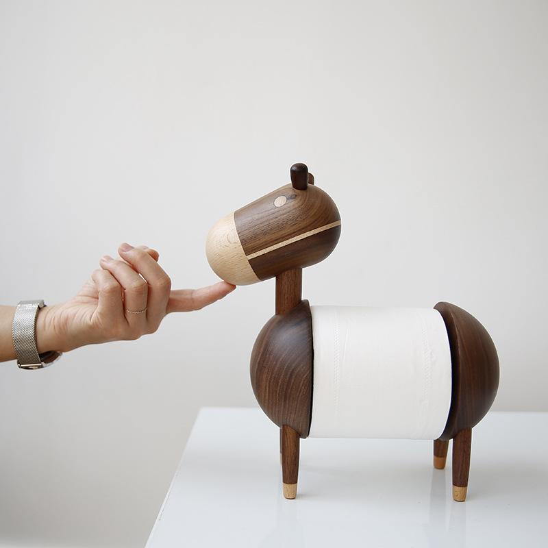 Little Donkey Wooden Tissue Holder in Walnut and Sapele - Luxus Heim