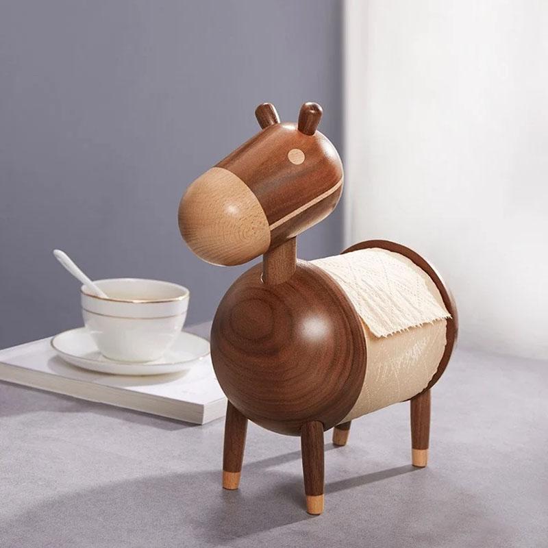 Little Donkey Wooden Tissue Holder in Walnut and Sapele - Luxus Heim