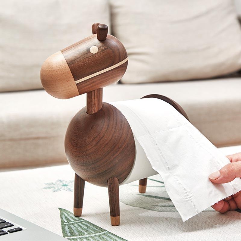 Little Donkey Wooden Tissue Holder in Walnut and Sapele - Luxus Heim