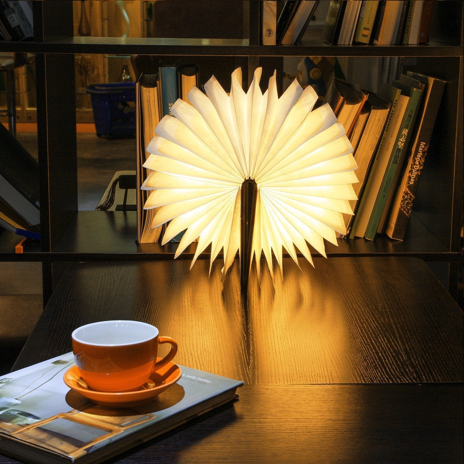 Luminous Folding Book Night Light opened to showcase its magical glow on LuxusHeim.