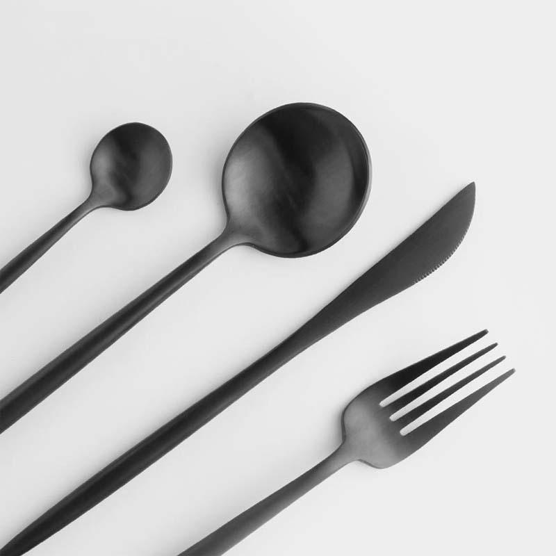 Maison Collection flatware set in enduring black finish, crafted from premium 18/10 stainless steel.