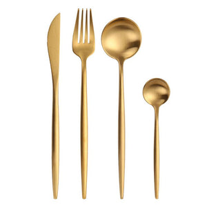 Maison Collection flatware set in luxurious gold finish, crafted from premium 304 stainless steel.