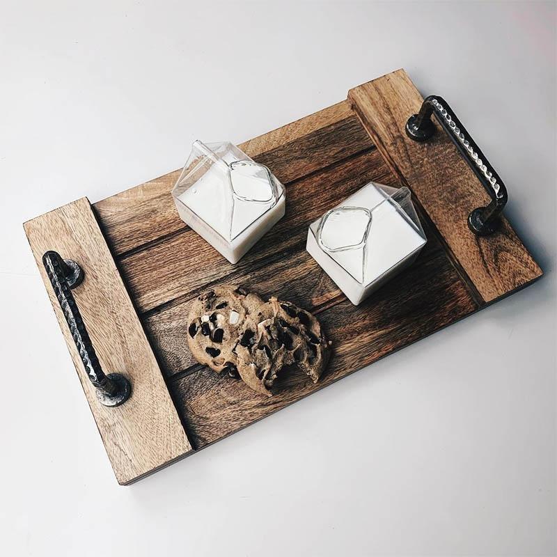 Premium Transparent Glass Milk Carton on a table with beverages