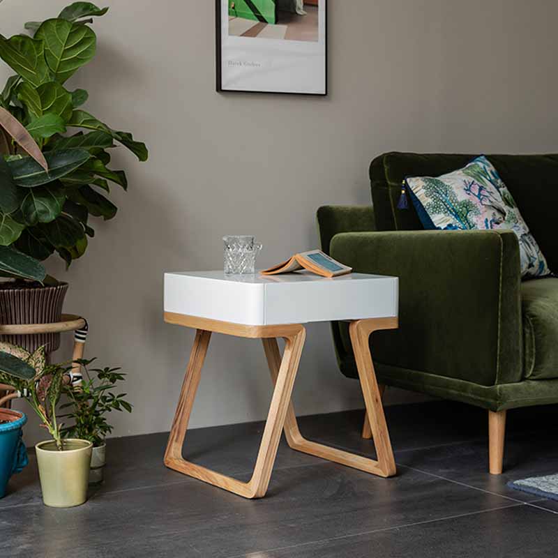 Modern Blank Sides End Table with Storage Drawer in Manufactured Wood - Luxus Heim