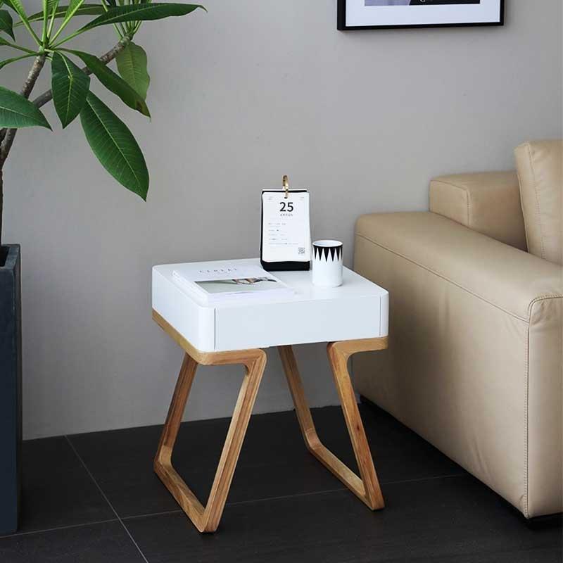 Modern Blank Sides End Table with Storage Drawer in Manufactured Wood - Luxus Heim