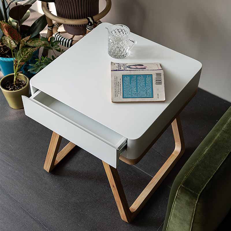 Modern Blank Sides End Table with Storage Drawer in Manufactured Wood - Luxus Heim