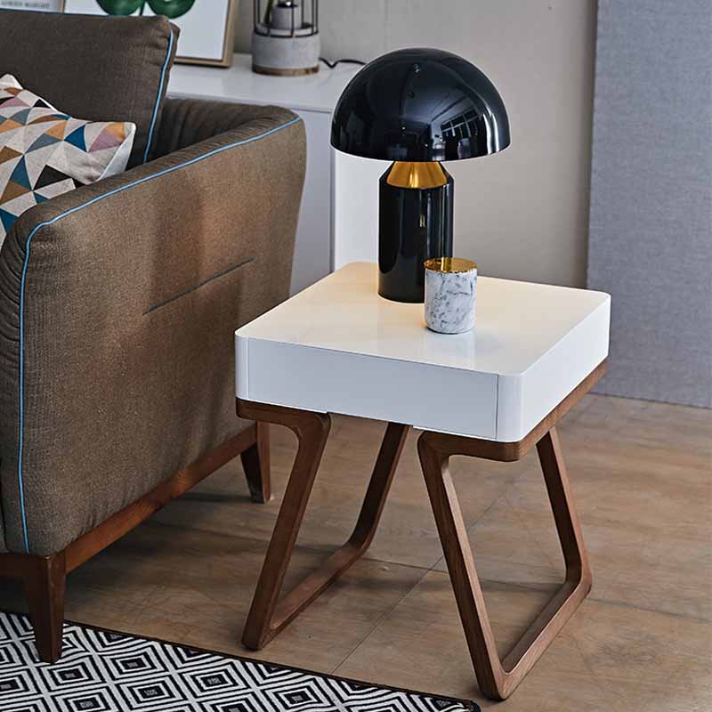 Modern Blank Sides End Table with Storage Drawer in Manufactured Wood - Luxus Heim