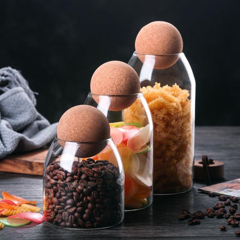 Minimalist Cork Ball Glass Jars for Airtight Storage