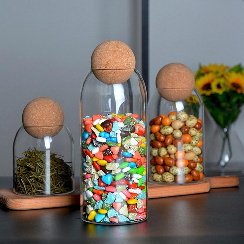 Minimalist Cork Ball Glass Jars for Airtight Storage