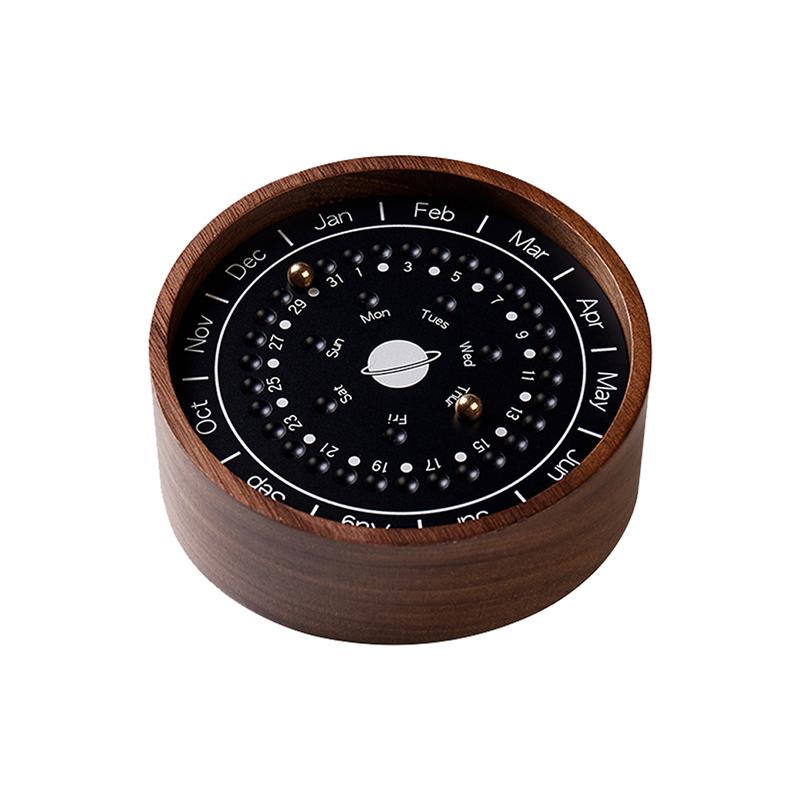 Perpetual Planetary Calendar Made from Black Walnut and Aluminum Alloy - Luxus Heim