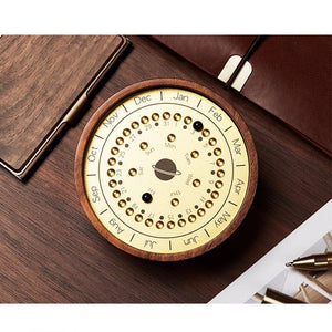Perpetual Planetary Calendar Made from Black Walnut and Aluminum Alloy - Luxus Heim