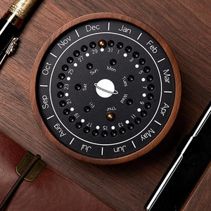 Perpetual Planetary Calendar Made from Black Walnut and Aluminum Alloy - Luxus Heim