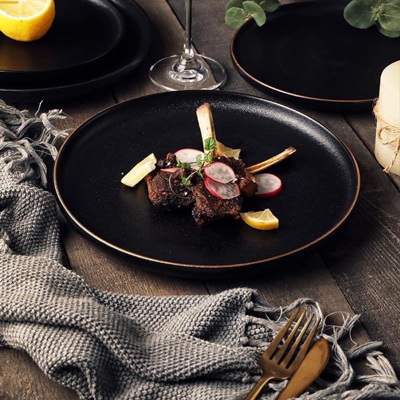 Phenom Black Frosted Plate - Plates - Luxus Heim