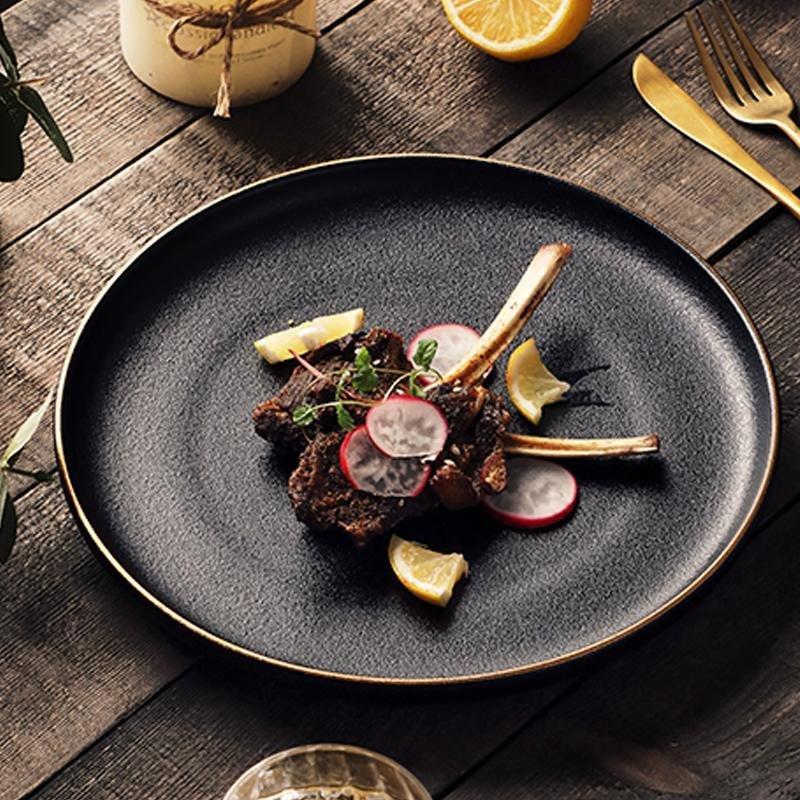 Phenom Black Frosted Plate - Plates - Luxus Heim